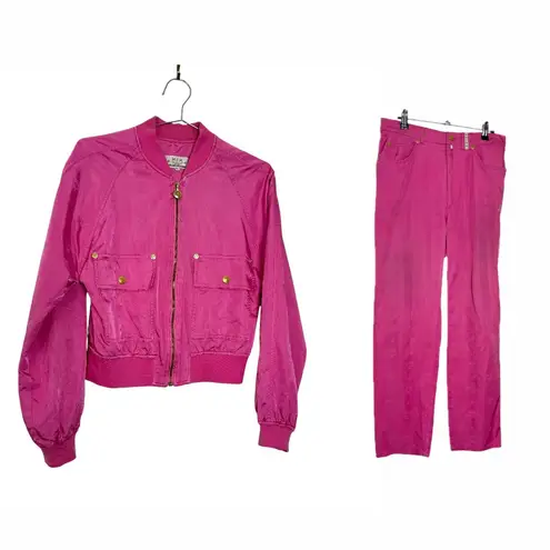 MCM Vintage Pink Monogram Satin Tracksuit Custom Made