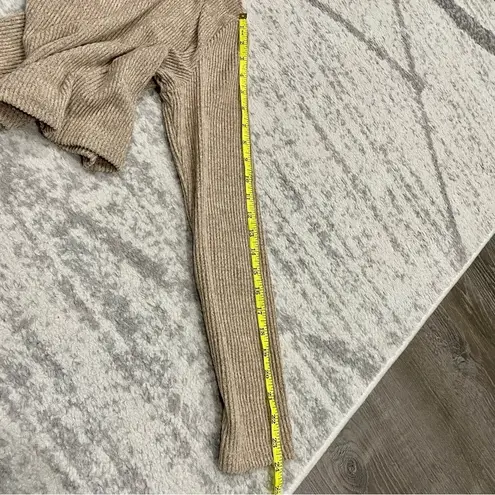 NWOT Casual Solid Ribbed Cropped Long Sleeve Shirt Tan Size L