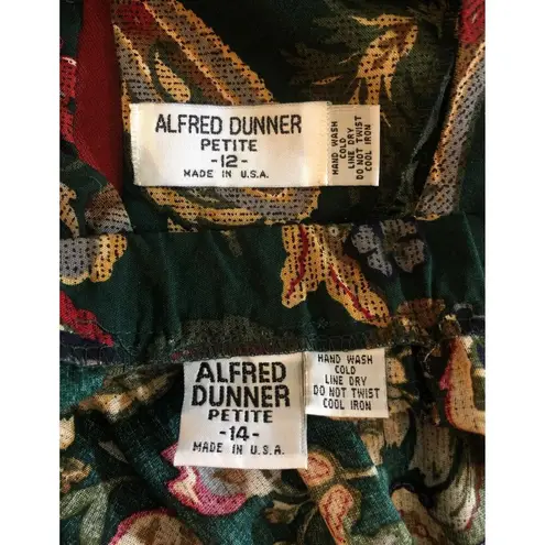 Alfred Dunner Vintage 70's Green Paisley long skirt & matching top size 12 p