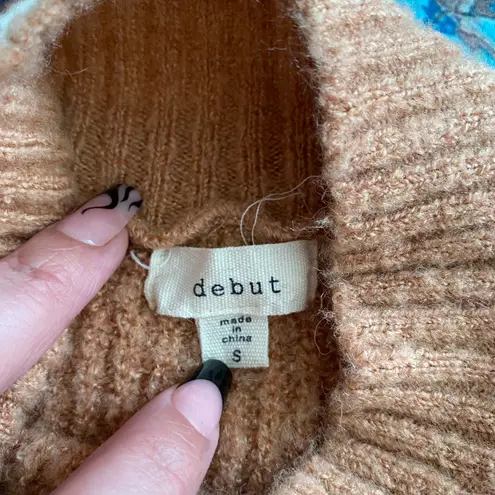 Debut Women's Mock Neck Long Sleeve Salmon Knit Sweater Dress Size Small