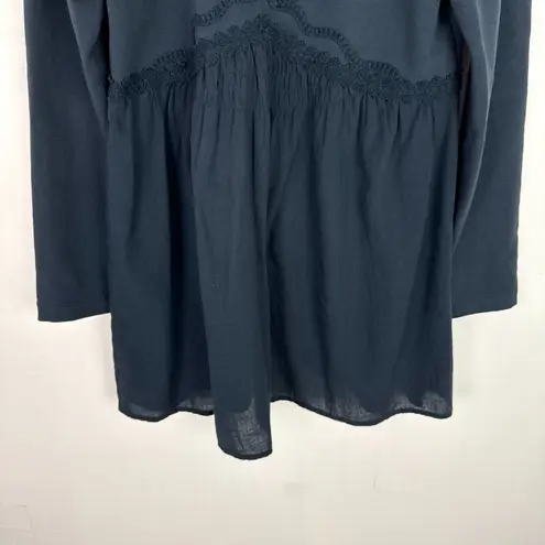 Soft Surroundings Embroidered Long Cardigan Tunic Mixed Media Navy Size Small S