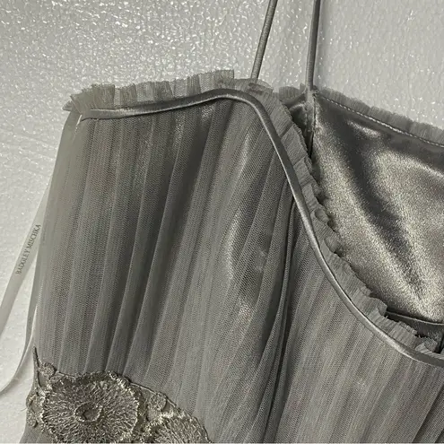 Badgley Mischka Mini Dress 16 Grey Chiffon Embellished Prom Bridesmaids Wedding