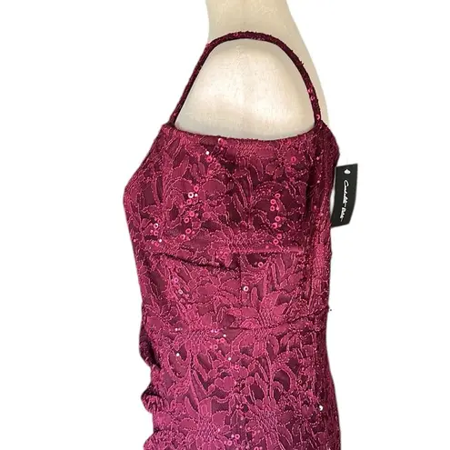 Candalite Petite Plum Colored Lace Dress with side Ruching Purple Size undefined