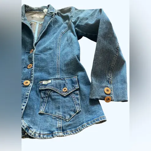 Vintage Levi Strauss Jean Jacket Denim Wash Copper Color Buttons Small Blue