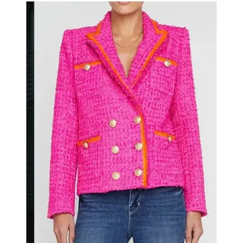 L'Agence Alectra Pink Textured Fringe Jacket - Size 4 (New)