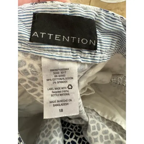Attention 5/$65 Womens Shorts Sz 18 Blue White Geometric Pattern Casual Summer