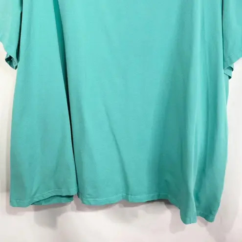 Jessica London 30W 32W Top 3X Green Short Sleeve Tee Swing Trapeze A Line 790