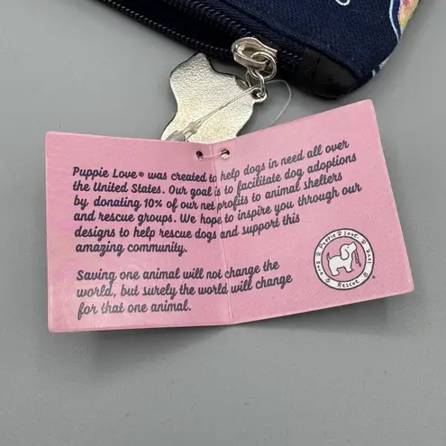 Puppie Love Zipper Pouch Navy with Tie Dye Dogs Makeup Travel Purse Insert Bag