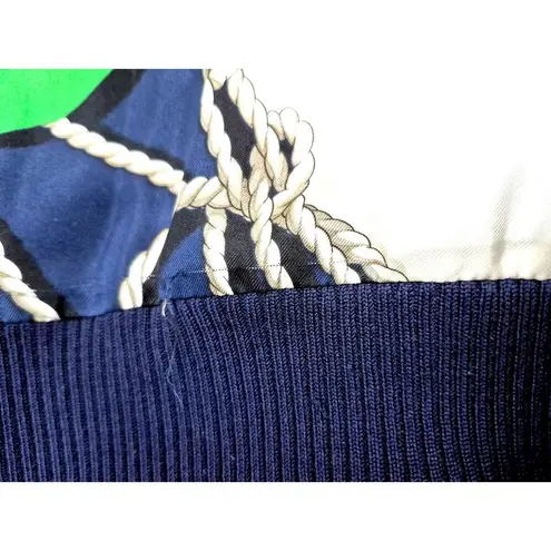 90s Lauren Ralph Lauren Silk Nautical Print Navy Sweater Vest Women Sz XL Blue