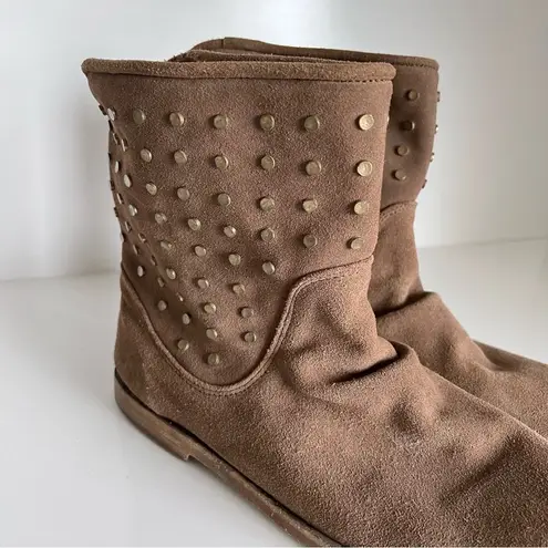 Beek Studded Junco Suede Ankle Boots Tan Size 11