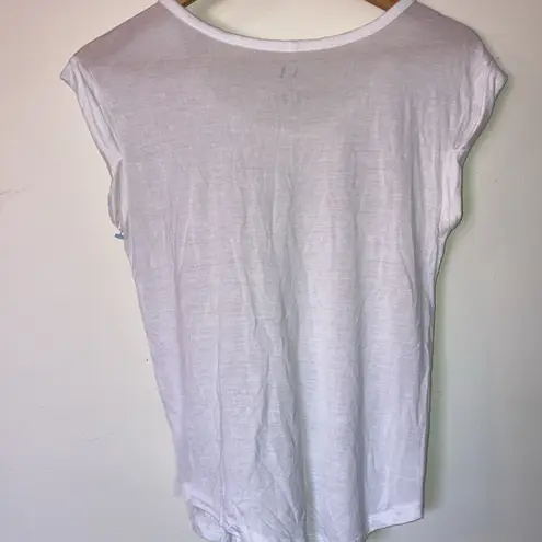 Armani Exchange White Dot Print Scoop Neck Cap Sleeve Tee Shirt Size XS White
