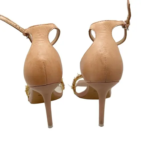 Dolce Vita Hyper Suede & Embellished Raffia High Heel Sandals Size 9 Tan Blue