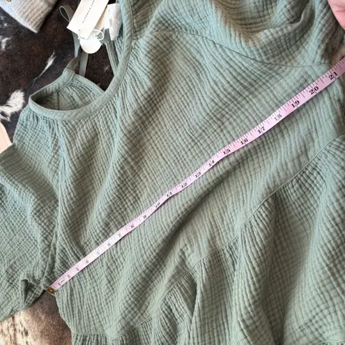 ALICE WALK The Organic Cotton Gauze Puff Sleeve
Dress Triple Gauze In Sage Sz Lg Green