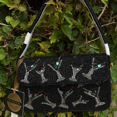 NWT Brand New Dirty Martini Olives Black Beaded Bag Made in India Handcrafted
