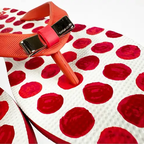 Coach  Amel Coral/Orange Polka Dot Bow Flip Flops Size 8B thumbnail 2