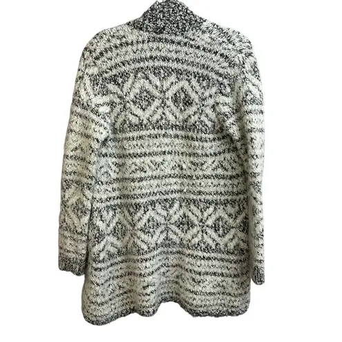 BB Dakota  Eyelash Open Cardigan Ivory White Black Patterned Small Soft Cozy