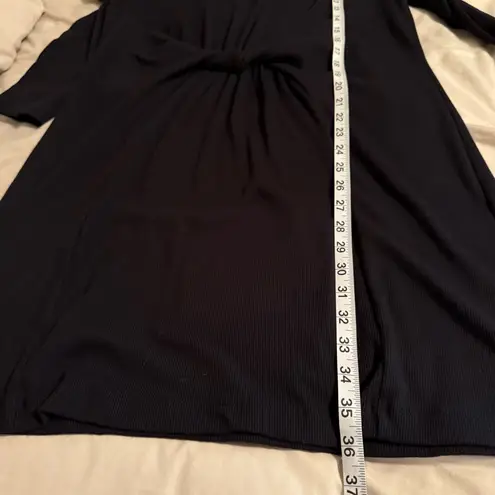 Aerie  Women Sz XL Black Ribbed Casual Long Sleeve Twist Front T-Shirt Mini Dress thumbnail 9