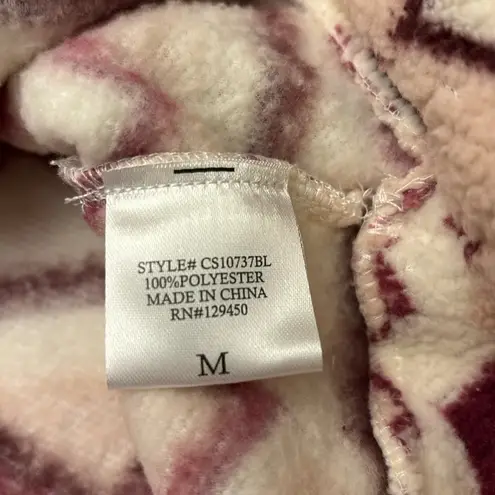 Como vintage NEW! Fleece Hoodie Sweatshirt Size M Ivory Pink Purple Geometric