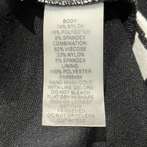 Julia Jordan Dress Size 14 Black White Stripe Knit Sheath Cut Out Back Zipper