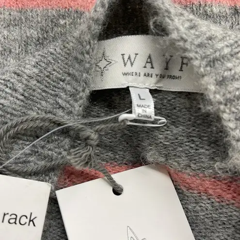 WAYF L // NWT Grey and Pink Stripe Sweater with Waist Tie