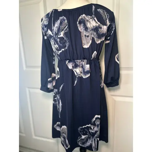 INC International Concepts Petite Floral Print Tie Front Dress Small Petite Blue Size undefined