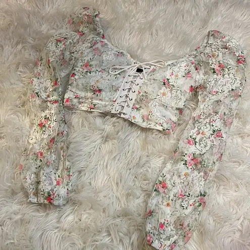 Blue Blush Floral  croptop