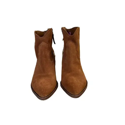 Dolce Vita Senica Suede Western Ankle Boot Bootie Cow Hair Women's Size 9 Brown