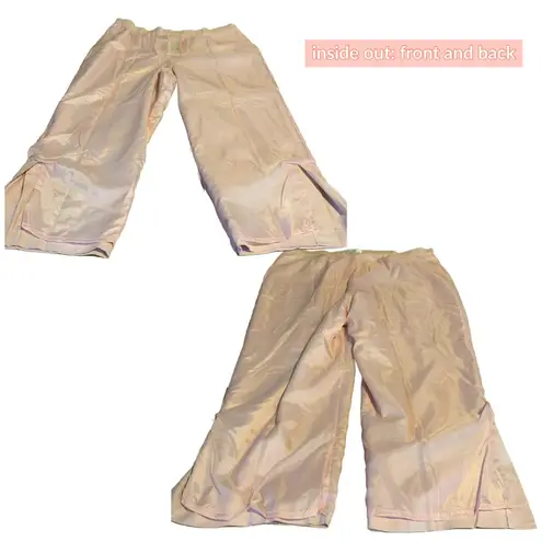 JONATHAN LOGAN LIGHT BLUSH PINK LINEN CROPPED TROUSERS W/FLORAL EMBROIDERY (24) Size 24W