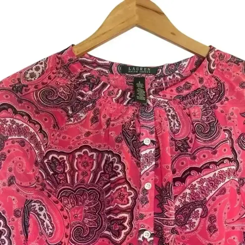 Ralph Lauren Lauren  Paisley Pink Semi-Sheer Dress‎ w/ Pink Slip Dress Size 6 EUC