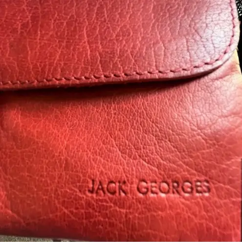 Jack Georges Rust Red Orange Adjustable Strap Leather Purse Brown