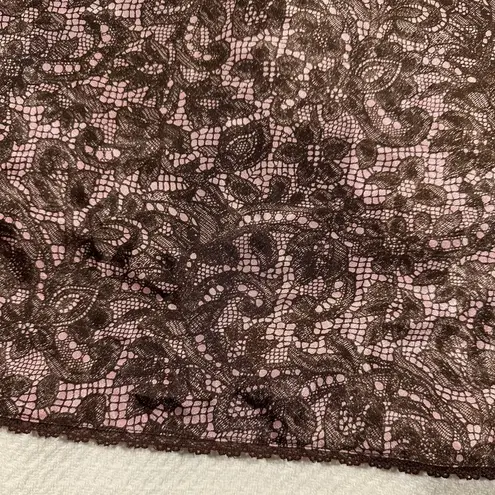 Morgan Taylor Intimates Pink Brown Soft Silky Satin Floral Slip Dress Large