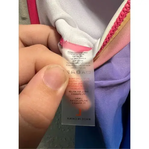 Hot Pink And Rainbow 2 Piece Swimsuit Woman’s Size Large