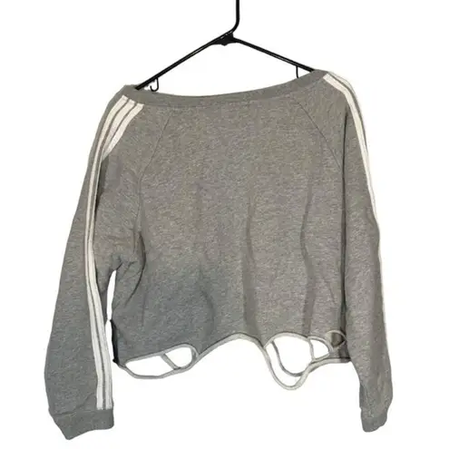 Generation Love Gray Long Sleeve Distressed V-Neck Crop Sweatshirt Women Sz XS