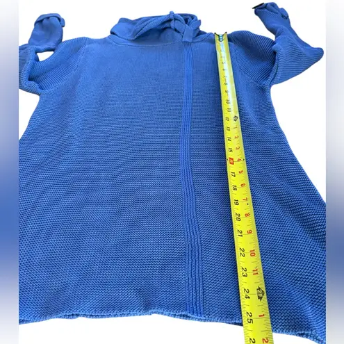 Habitat Cotton Blue Turtleneck Sweater Wooden Button Cuffs Womens Size Small - Image 8