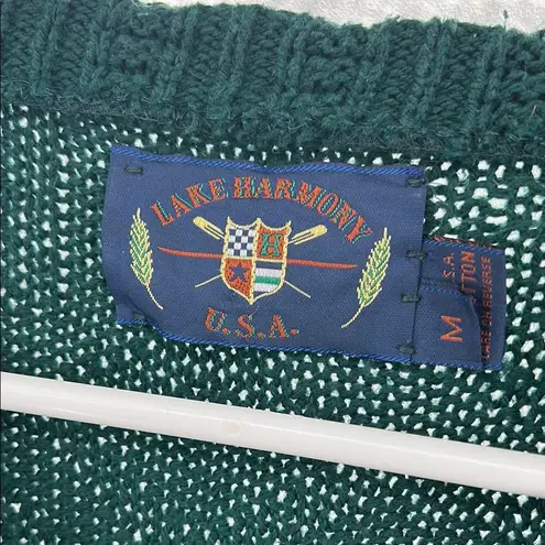 Lake Harmony Green Crew Neck Sweater M Textured Knit cotton vintage unisex Size M