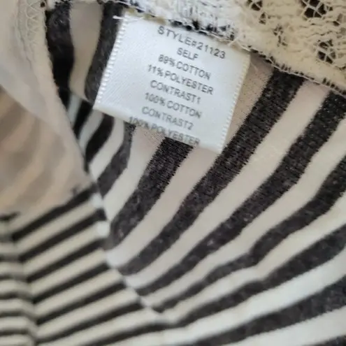 Skies Are Blue Striped Open Front Hooded Top Sweatshirt Hoodie Womens S Pockets