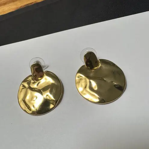 J.Crew Signed  Gold Tone Door knocker Dangle Pierced Earrings