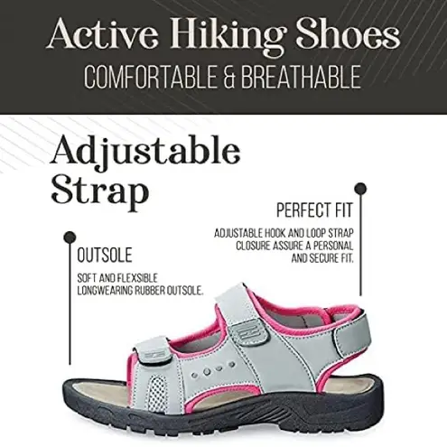 Coxist Women’s Gray Pink Active Waterproof Hiking Sandals Size 8