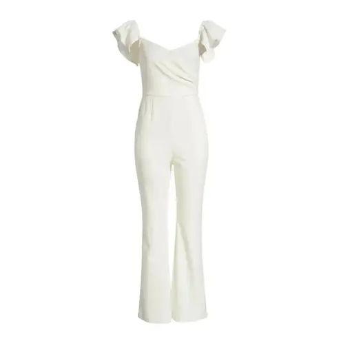 Chelsea28 Jumpsuit Women's Large Ivory Off the Shoulder Ruffle Sleeve NWT