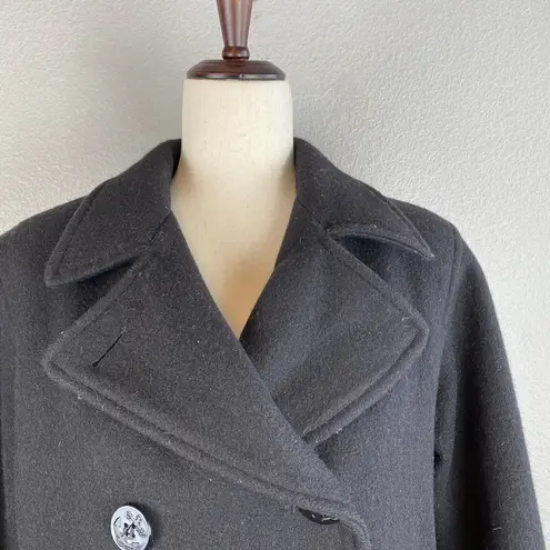 Marvin Richards Vintage Womens Peacoat 6 Black Wool Anchor Buttons Made in USA