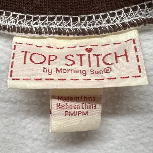 Morning Sun Top Stitch Y2K Sweatshirt Petite M Beaded Fall Leaves Granny Cottage White Size undefined