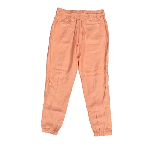 Athleta  Cabo Linen Jogger Pants Women’s 8 M peach orange drawstring pockets - Image 3