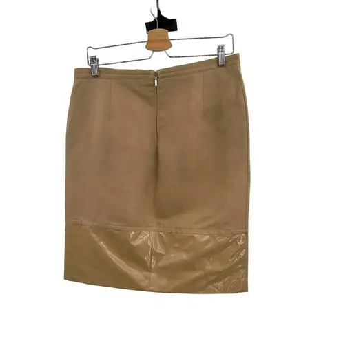Max Mara Camel Mixed Media Patent Hem Pencil Skirt Size US 12