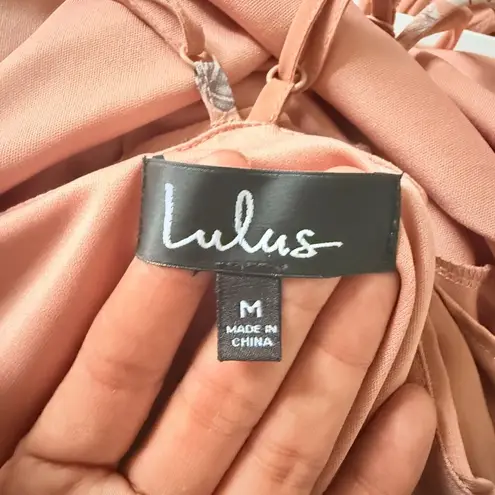 Lulus All Mine Rusty Rose Floral Wrap Dress High Low Ruffle Chiffon Tie Waist M Pink Size M