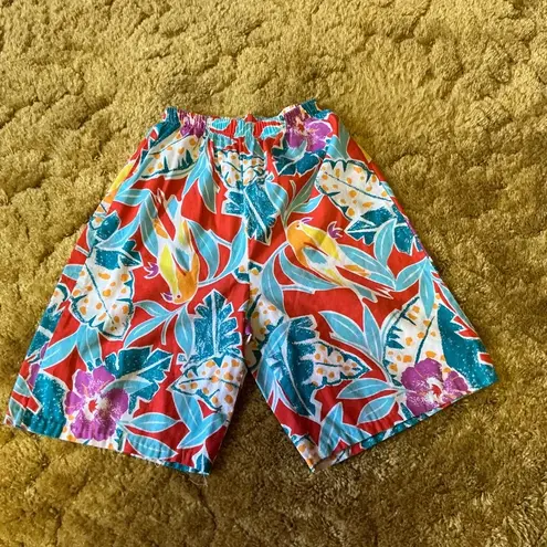Vtg 80s tropical birds n flowers board shorts Size XXS