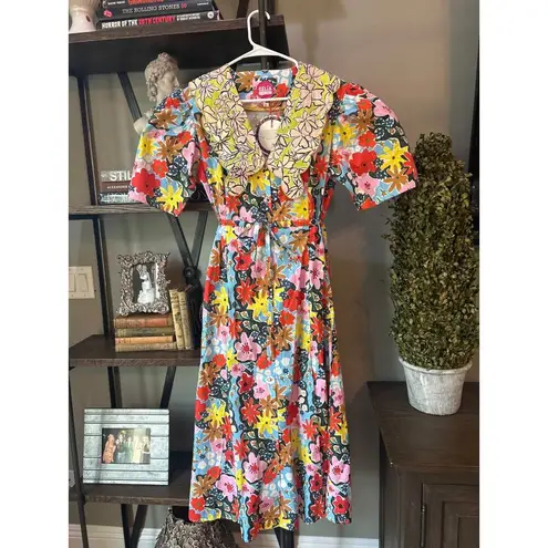 Celia B Nanna Floral Button Front Midi Dress Multicolor Womens Size XL Red