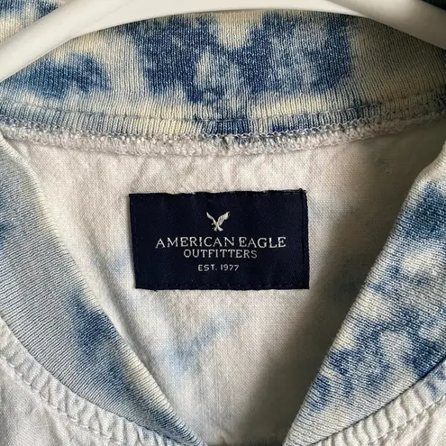 American Eagle AEO Acid Wash Mini Bomber Jacket Size Small Cropped 3/4 Sleeve