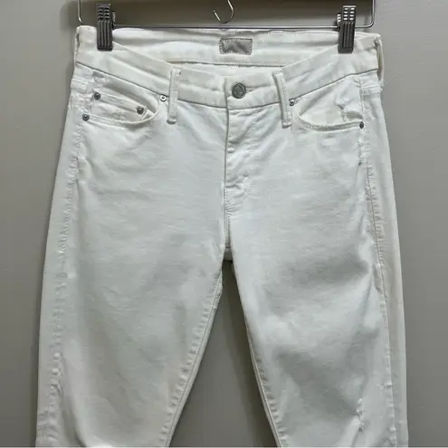 MOTHER Looker Ankle Fray Distressed in Little Miss Innocent Ivory White Size 26