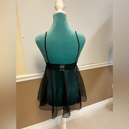 Vintage Escante Black Sheer Babydoll Lingerie with Silver Sequin Cups