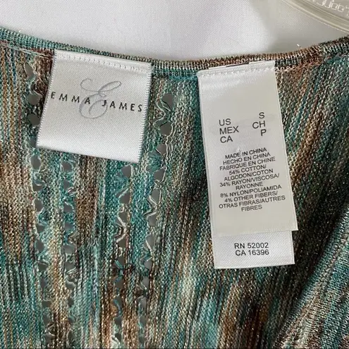 Emma James Emma E James Metallic Multi Color Knitted Winged Sleeve Sweater Size Small